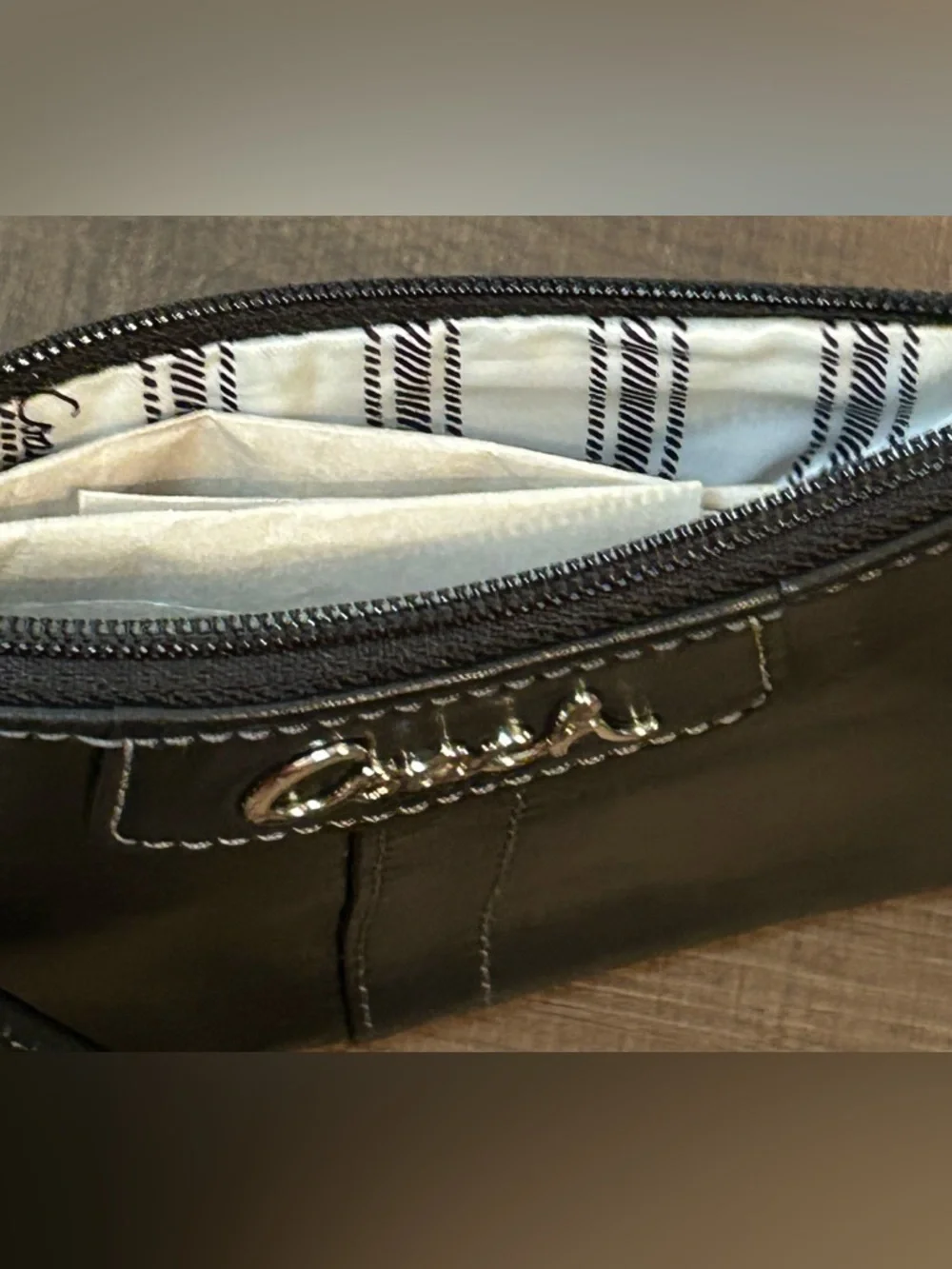 Coach Signature Black Leather Penelope Wristlet NWT F42230 New Old Stock